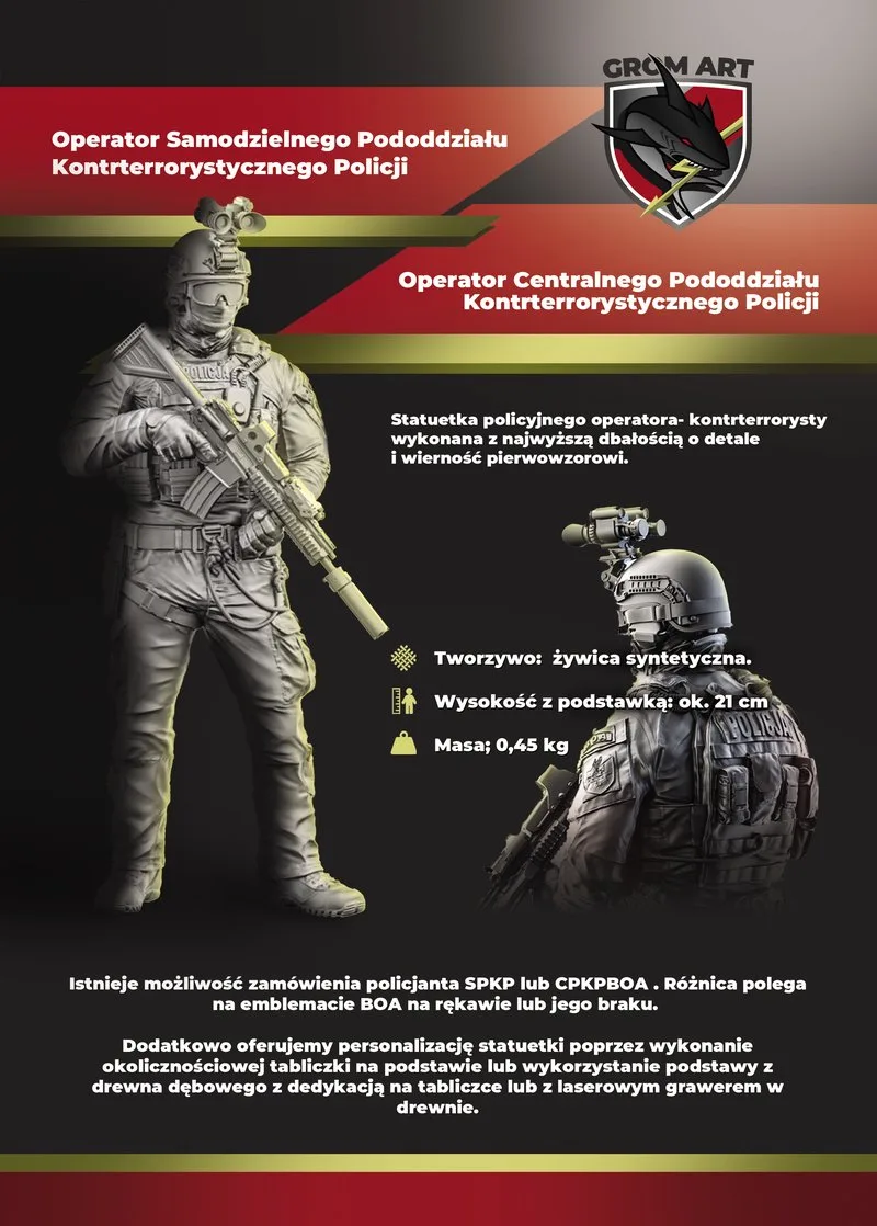 Ulotka B5 Grom Art z wizualizacją 3D statuetki