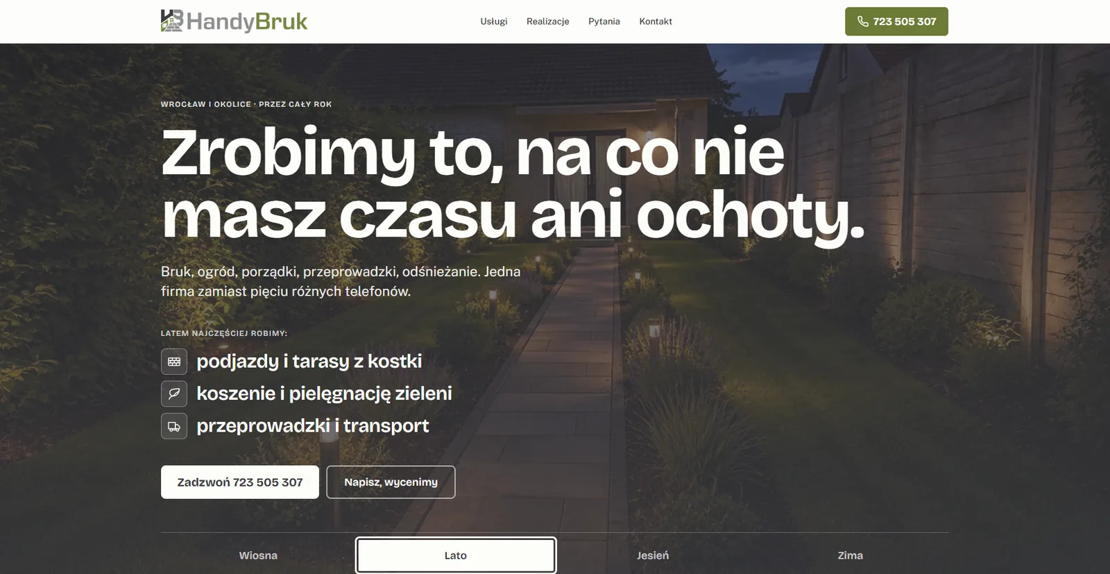 HandyBruk - strona firmy usługowej z Wrocławia: bruk, ogród, przeprowadzki